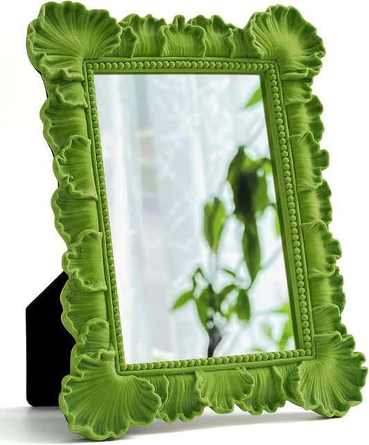 Gallery Wall Mirror for for Women Mom Best Friend Housewarming New Apartment Dorm Decor, 9.8x7.7 Framed Small Vanity Mirror for Dresser Nighstand Side Table Wall Decor (Lawn Green)
