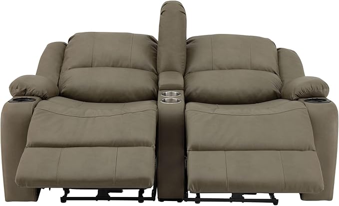 RecPro Charles 64" Powered Recliner RV Sofa with Console and Cupholders | Zero Wall Loveseat for Camper | Wall Hugger Couch with Upgraded 2023 Fabric (Putty)