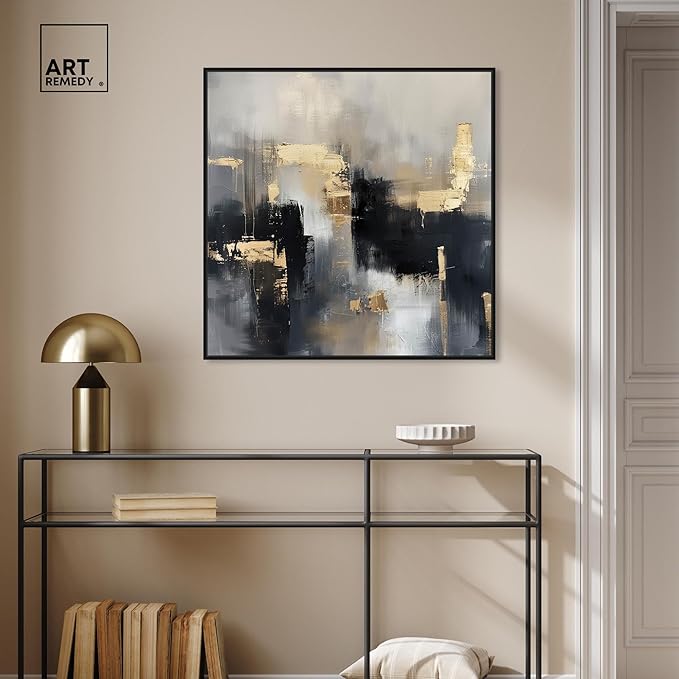 Art Remedy Daring Canvas Colorful Abstract Wall Art, Black Frame, 30" x 30"