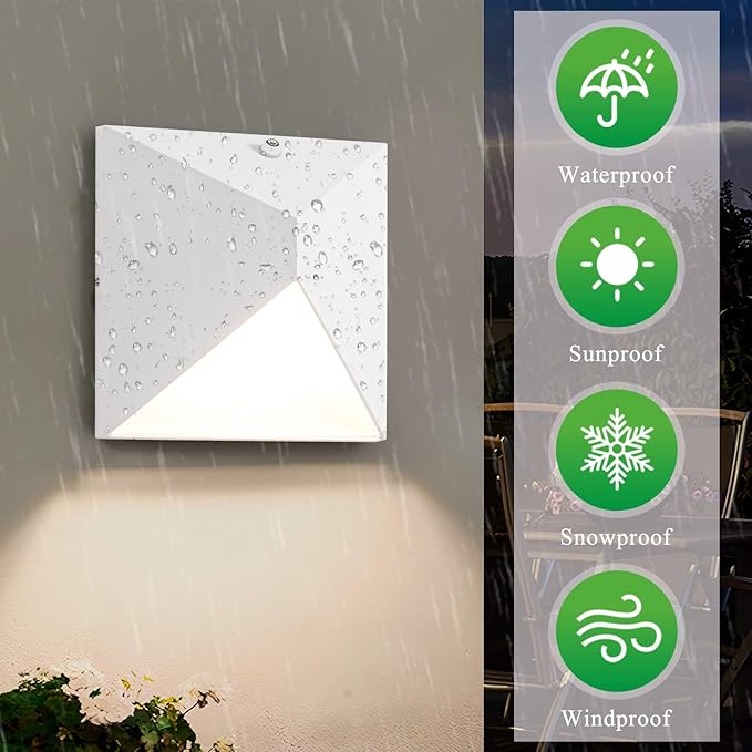 QQCherry Outdoor Light Fixtures Wall Mount Dusk to Dawn, Porch Lights with 3 Lighting Mode(3000K/4000K/5000K), Waterproof Exterior Outdoor Wall Lights for House Front Door Patio Garage(White)