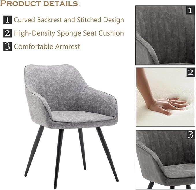 annjoe Faux Suede Accent Chair Arm Chairs Living Room Chairs Leisure Chair Upholstered Chair with Metal Legs Set of 2 for Home Kitchen Office Bistro Cafe