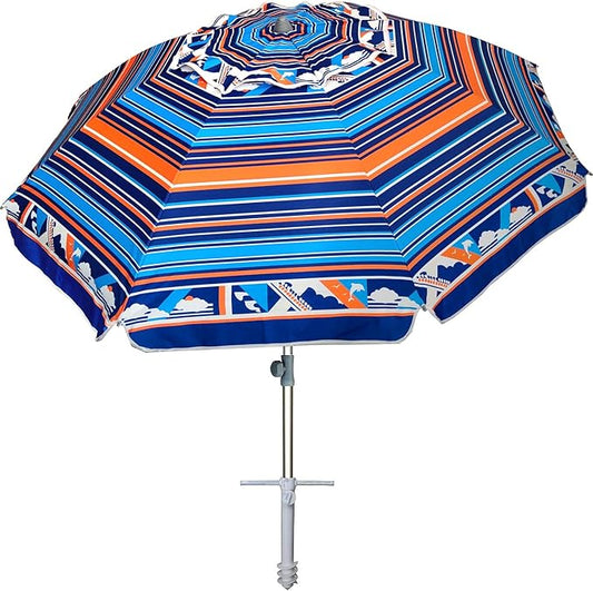 AMMSUN 7ft Heavy Duty High Wind Beach Umbrella Parasols with sand anchor & Tilt Sun Shelter, UPF 50+ Protection Outdoor Sunshade Umbrellas Carry Bag for Patio Garden Pool Backyard Multicolor