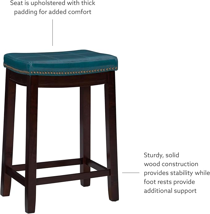 Linon Carson Blue Backless Counter Stool, Brown