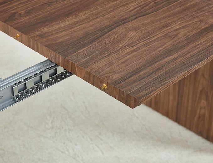 Ball & Cast 59.06"-90.55" Extendable Dining Table for 4-6,Modern Kitchen Oval Dinner Table with Removable Leaves Space Saving,Dining Room Table with Wood Strip Base for Kitchen Living Room,Walnut