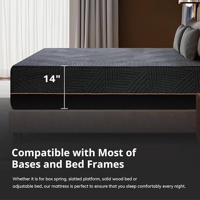 MLILY EGOHOME 14 inch Hybrid King Mattress, Memory Foam Pocket Spring Mattress with Cooling Cover, Bed in a Box, CertiPUR-US Certified, Made in USA, 76”x80”x14” Black