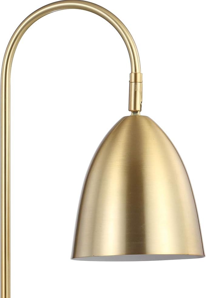 JONATHAN Y 26" Brass Gold Arched Metal Table Lamp with White Marble Base, Modern Glam Desk Lamp for Living Room, Bedroom or Home Office, LED Bulb Included JYL1092A