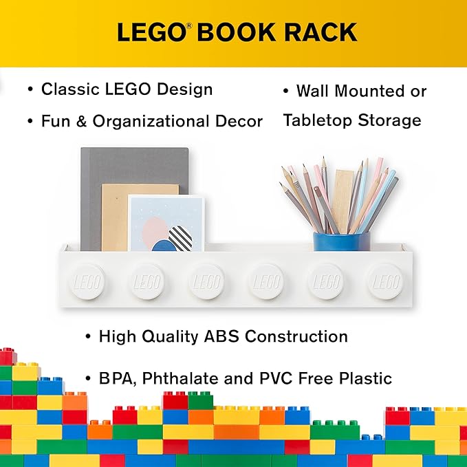 Room Copenhagen, Lego Book Rack - Decorative Floating Shelf Storage - White