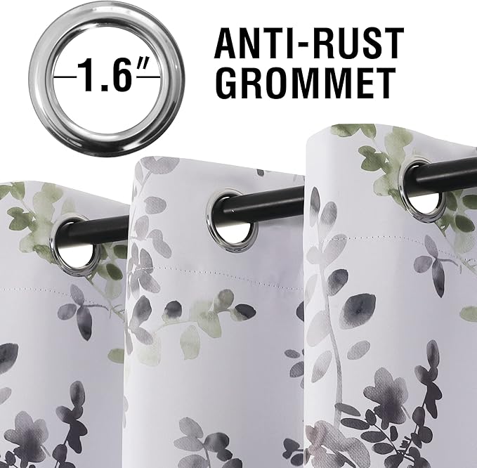 H.VERSAILTEX Blackout Curtains for Bedroom Thermal Insulated Grommet Panels Noise Reduction Window Drapes Room Darkening Curtains for Living Room(2 Panels, 52x45 in, Grey and Sage)