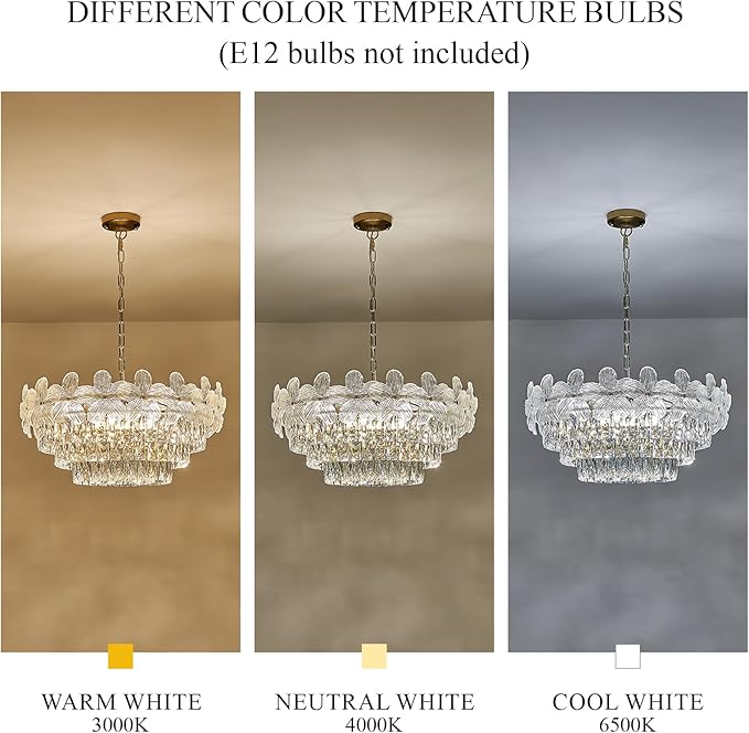 11 Lights Modern Flower Elegant Crystal Chandelier 6-Tier 24" Luxury Gold Chandelier Light Fixture for Living Dining Room Kitchen Entryway Bedroom Foyer, E12
