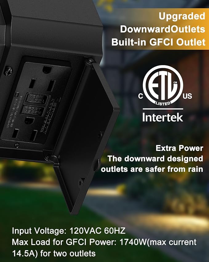 Porch Lights with GFCI Outlet, Dusk to Dawn Motion Sensor Outdoor Lights, 3 Lighting Modes Waterproof Anti-Rust Alunmium Outside Porch Wall Light, Exterior Light Fixture for House Garage Front Door