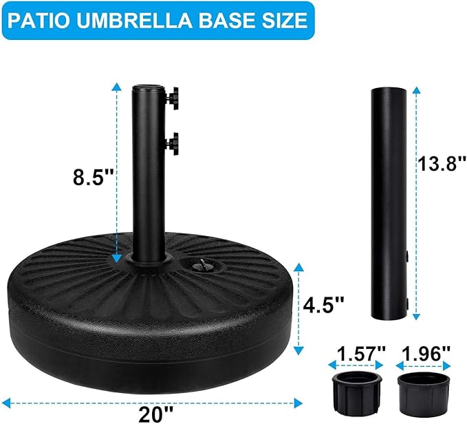 Simple Deluxe 9FT Outdoor Patio Umbrella Table Market Umbrella with Push Button Tilt and Crank and 50lbs Base Stand, for Garden, Lawn, Deck, Backyard, Pool, Red