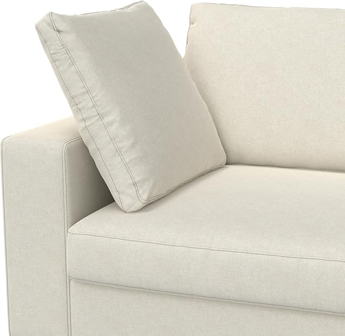 SIMPLIHOME Charlie Sofa in 100% Recycled Polyester Tightly Woven Performance Fabric, Cream, 96-inches Wide, Handcrafted Contemporary Style Sofa for Living Room or Couch for Family Room