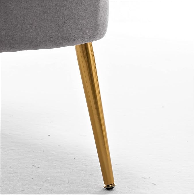 Modern Velvet Accent Chair for Living Room, Bedroom, or Entryway, Stylish and Comfortable Armless Design with Metal Legs, Grey