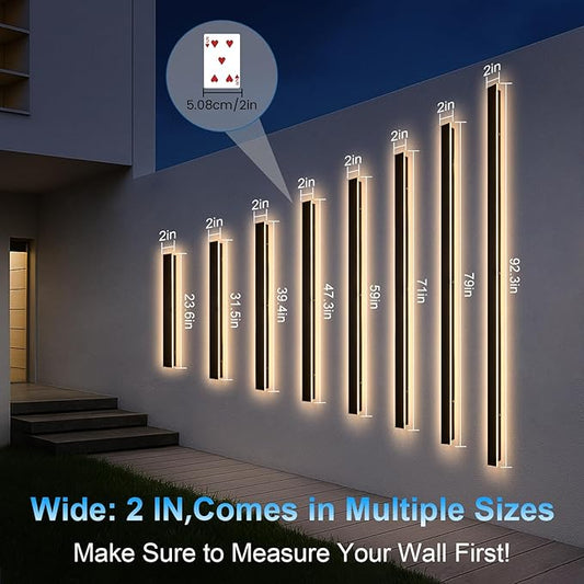 Modern Outdoor Wall Lights - 2pack 59inch Black Exterior Light Fixtures Wall, Porch Lights Outdoor Wall Sconce, Patio Long Strip Wall Light Fixtur Outside for Garage, House
