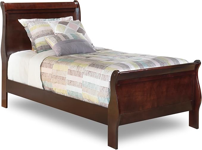 Signature Design by Ashley Alisdair Traditional Twin Sleigh Bed, Foundation or Box Spring Needed, Dark Brown