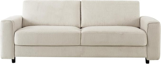 AC Pacific Derek 86" Modern Corduroy Couch for Living Room, Tufted Sofa with Plush Upholstery, High-Density Foam, Sleek Black Legs, Durable Wooden Frame, Sofa, Beige