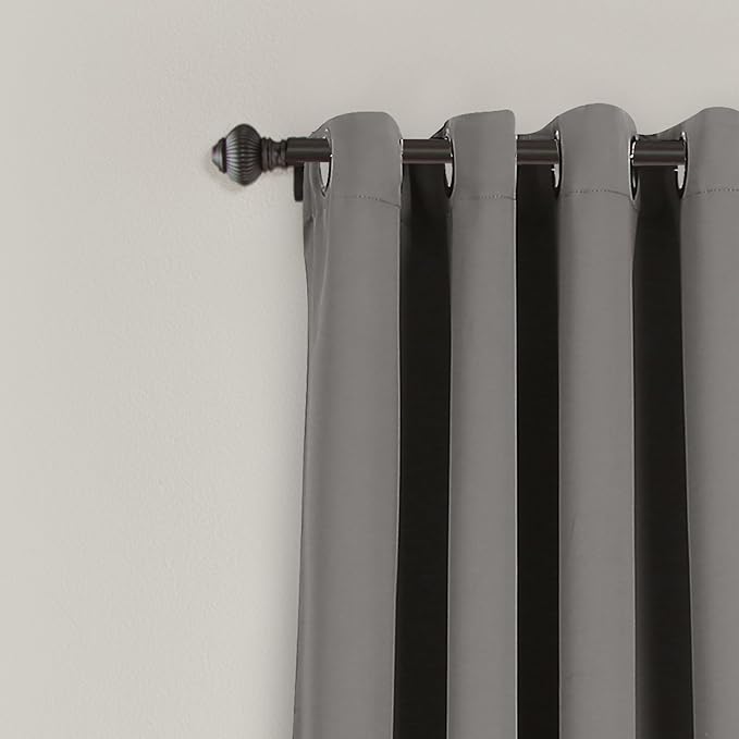 Lush Decor Insulated Grommet Blackout Window Curtain Panels, Pair, 52" W x 63" L, Dark Gray - Classic Modern Design - Chic Window Decor - Curtains For Living Room, Bedroom, Or Dining Room