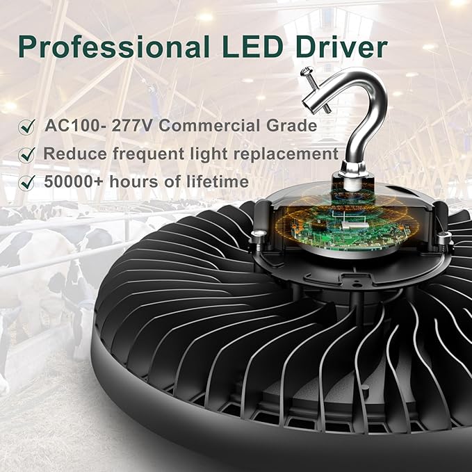 500W LED High Bay Light AC100-277V High Bay LED Light 5000K 75000LM UFO LED Lights with US Plug Suit for 30-60FT Height-𝟓𝐘𝐫𝐬 𝐖𝐚𝐫𝐫𝐚𝐧𝐭𝐲-3Pack