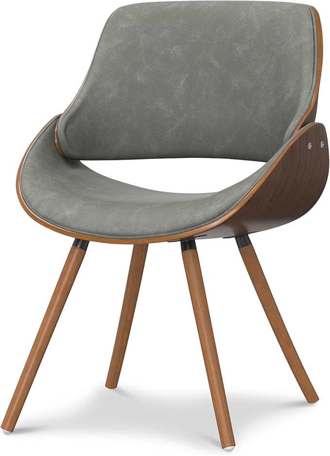 SIMPLIHOME Malden Dining Chair in Distressed Grey Vegan Faux Leather, 22.8"W x 20.9"D x 30.9"H, Mid-Century Modern Wood Back Chair for Dining Room
