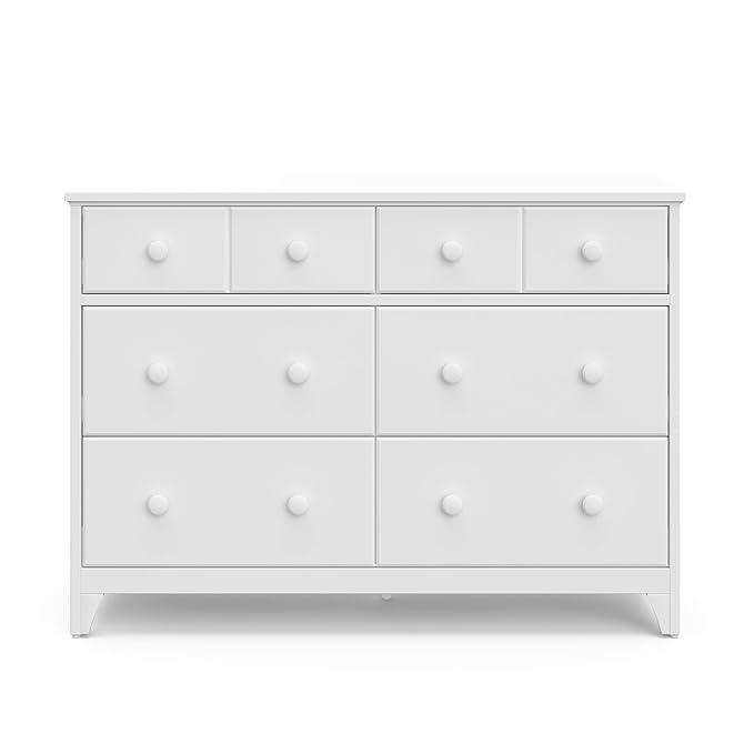 Storkcraft Moss 6 Drawer Dresser (White) – GREENGUARD Gold Certified Nursery Dresser, Safety-Focused Interlocking Drawer System, Chest of Drawers for Bedroom, Wood Craftsmanship