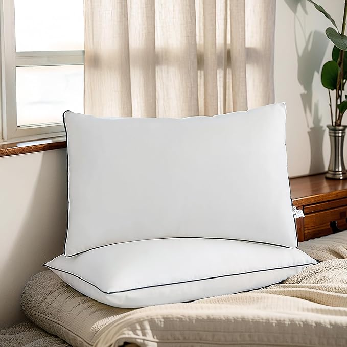 Acanva Bed Pillows Queen Size Set of 2, Fluffy 3D Down Like Filled, Machine Washable, Soft and Supportive for Side, Back or Stomach Sleepers