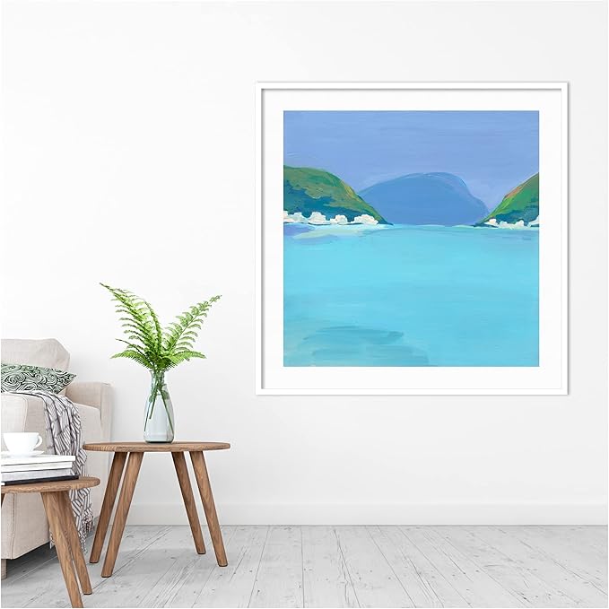 Amanti Art Framed Wall Art Print 41x41 Lake View by Kate Aurelia Holloway, Landscapes Wall Art, Coastal Decor, Oversize Poster Painting Artwork for Living Room, Bedroom, Bathroom, Kitchen, Office