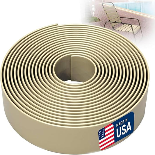 Driftwood 1.5" Wide 20' Length Chair Vinyl Strap Strapping for Patio Lawn Garden Outdoor Furniture Matte Finish Color