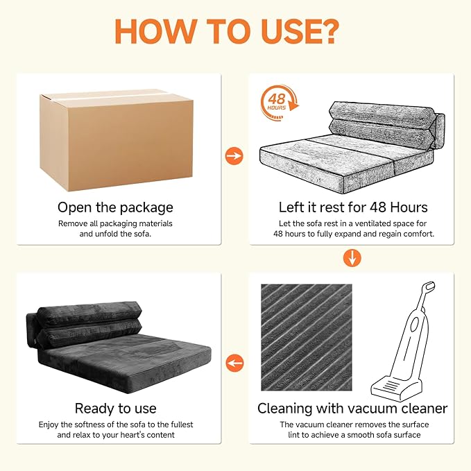 Convertible Sofa Bed, Folding Sofa Bed Couch, Pallout Floor Couch, Convertible Futon Chair Beds, Floor Teddy Sofa, Mini Couch for Bedroom, Love Seat Sleeper Beds(Dark Grey,51.1"×53.9"×23.6")