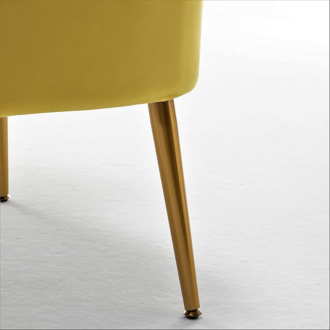 Modern Velvet Accent Chair for Living Room, Bedroom, or Entryway, Stylish and Comfortable Armless Design with Metal Legs, Yellow