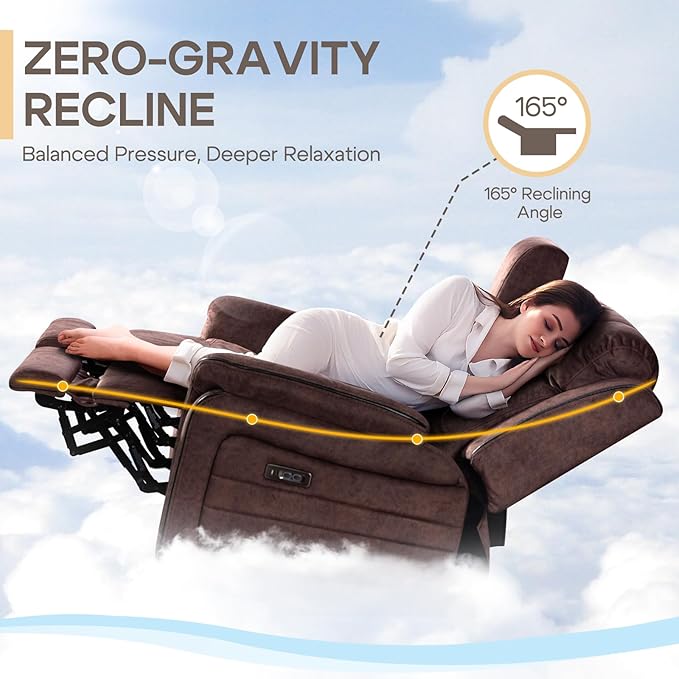 Zero Gravity Power Reclining Loveseat Sofa with Adjustable Headrests, Power Loveseat Recliner with Console, Electric 2-Seater Recliner Couch with Charging Port for Living Room (Velvet, Brown)