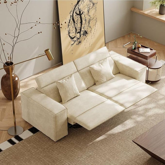 85" Power Sofa,Modular Sectional Couches for Living Room, Modern Large Reclining Loveseat, Comfy Velvet Cloud Couch with Deep Seat, Pet Friendly, Free Combination for Home(Beige)