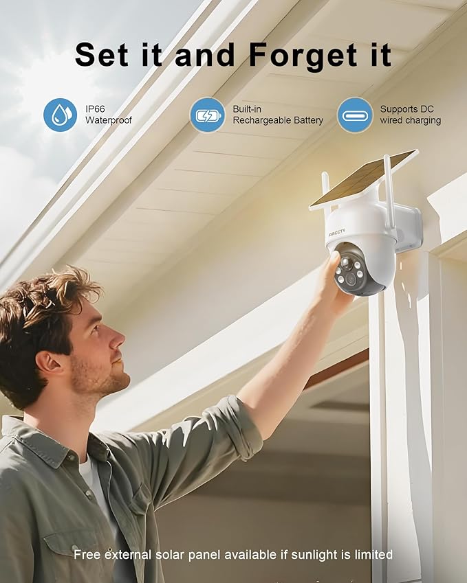 Solar Security Cameras Wireless Outdoor, No Monthly Fee, 2-Camera 2K Home Security Camera System with Base Station, Local Storage, PIR Motion Alerts, Color Night Vision