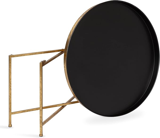 Kate and Laurel Celia Modern Round Coffee Table, 28 x 28 x 19, Black and Gold, Coffee Table for Living Room Decor, Storage, and Display