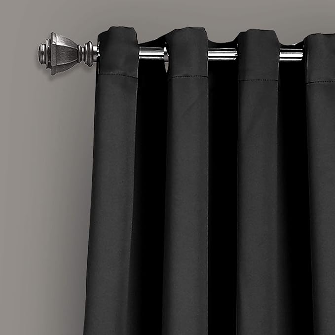 Lush Decor Insulated Grommet Blackout Window Curtain Panels, Pair, 52" W x 120" L, Black - Classic Modern Design - 120 Inch Curtains - Extra Long Curtains For Living Room, Bedroom, Or Dining Room