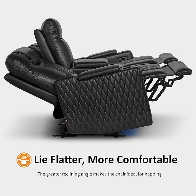 MCombo 80" Zero Gravity Oversized Power Reclining Loveseat with Adjustable Headrest for Living Room, Double Recliner Sofa with USB & Type C, Armrest Storage & LED Light HTS401SET