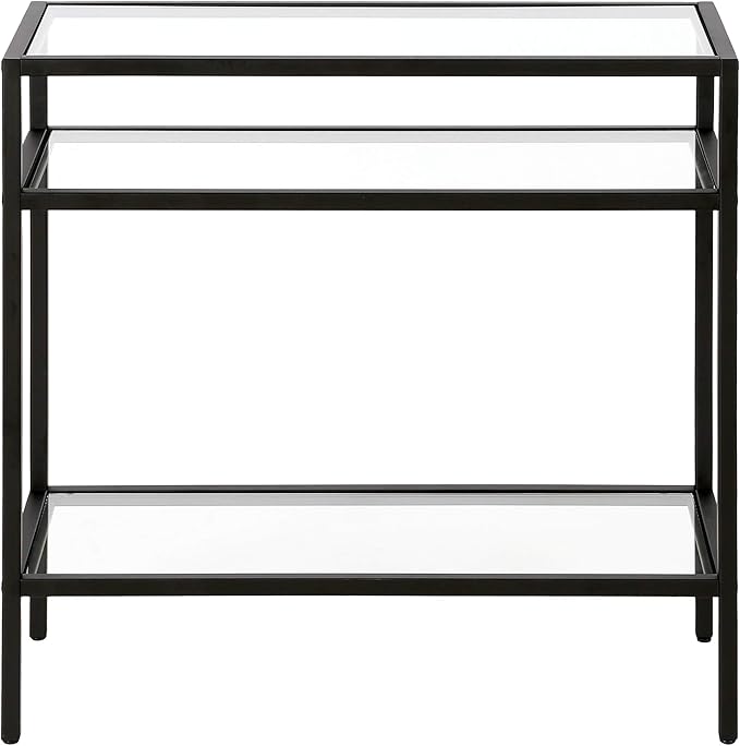 Henn&Hart 24" Wide Rectangular Side Table in Blackened Bronze, Table for Living Room, Bedroom