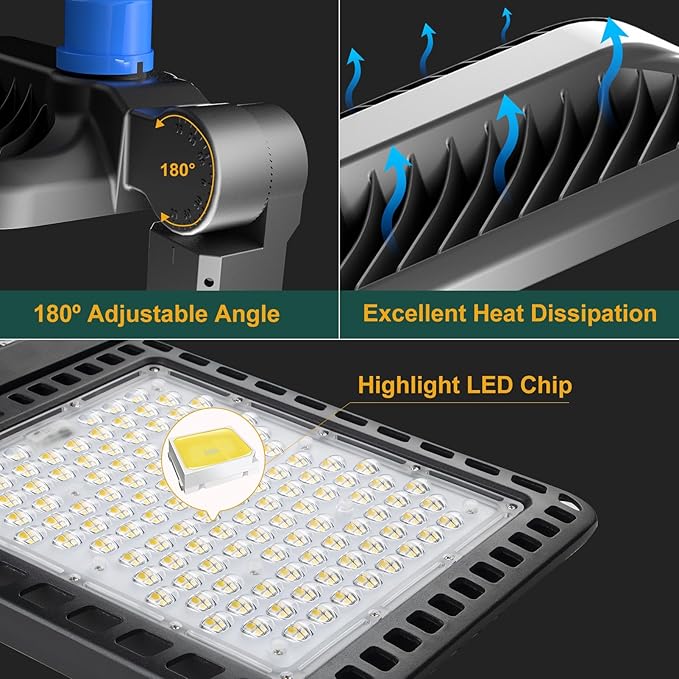 240W LED Parking Lot Lights 36000Lm 150LM/W 5000K Adjustable Slipfitter Mount with Smart Photocell Parking Lot Light, IP65 Waterproof ETL Listed LED Pole Light 6KV SPD 7Yrs Warranty -4Pack