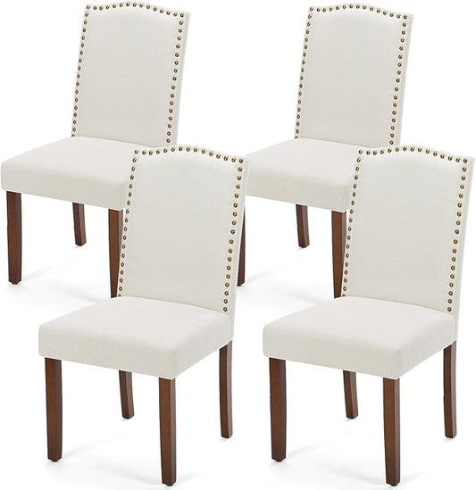 DUMOS Dining Chairs Set of 2, Moden Kitchen Table Chairs with Wooden Legs and Padded Seat for Dining Room Kitchen Living Room Restaurant, Beige