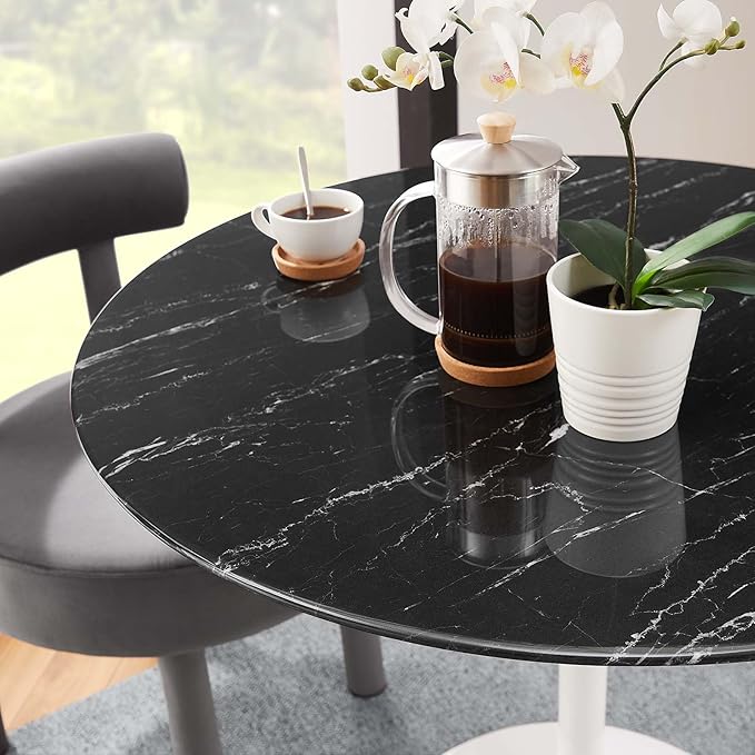 Modway Lippa Dining Table, 36", White Black