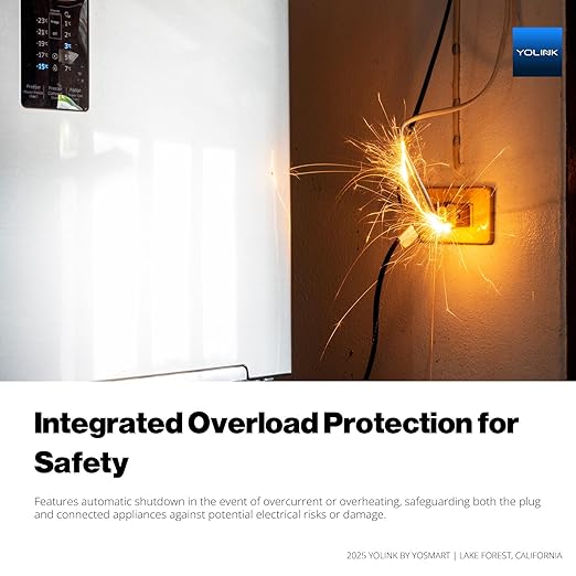 YoLink Smart Energy Plug 15A, LoRa Control up to 1/4 Mile, High-Power Appliances, Cylce Timer, Real-Time Power Monitor, Overload Protection, Notifications, Alexa, Google, IFTTT, Hub Required, YS6614