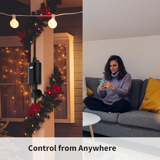 Minoston Heavy Duty Smart Plug, Wi-Fi Outdoor Smart Plug, Dimmer Plug Compatible with Alexa, Smart Life, Google Home