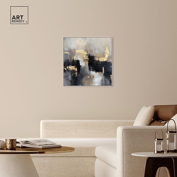 Art Remedy Daring Canvas Colorful Abstract Wall Art, Silver Frame, 30" x 30"