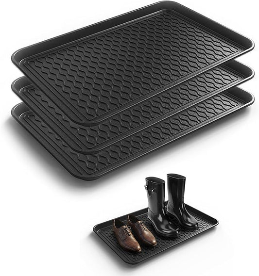 Boot Trays for Entryway, Multifunctional Shoe Mat with Cleaning Brush, Boot Tray for Shoes Plants Pots Pet Bowls