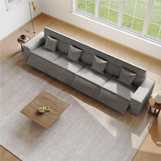 145" Minimalist Power Reclining Sofa for Living Room, Modular Reclining Couch with Performance Fabric, Mid Century Modern Sofa, Pet Friendly, Free Combination for Home, Dark Gray
