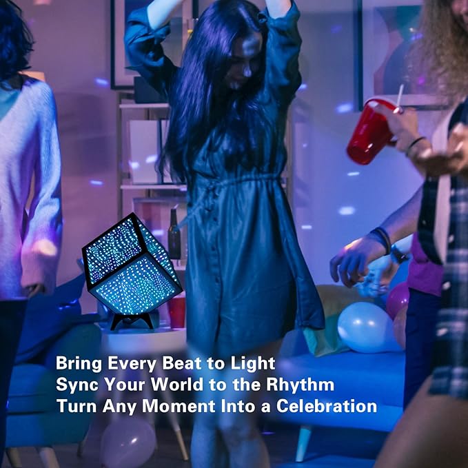 RGB Infinity Hyper Cube Light with APP Control - Smart Infinity Mirror Night Light, 16M Colors Music Sync, Gaming Room Decor, Mood Lighting for Bedroom Desk and Party (7 Inches)