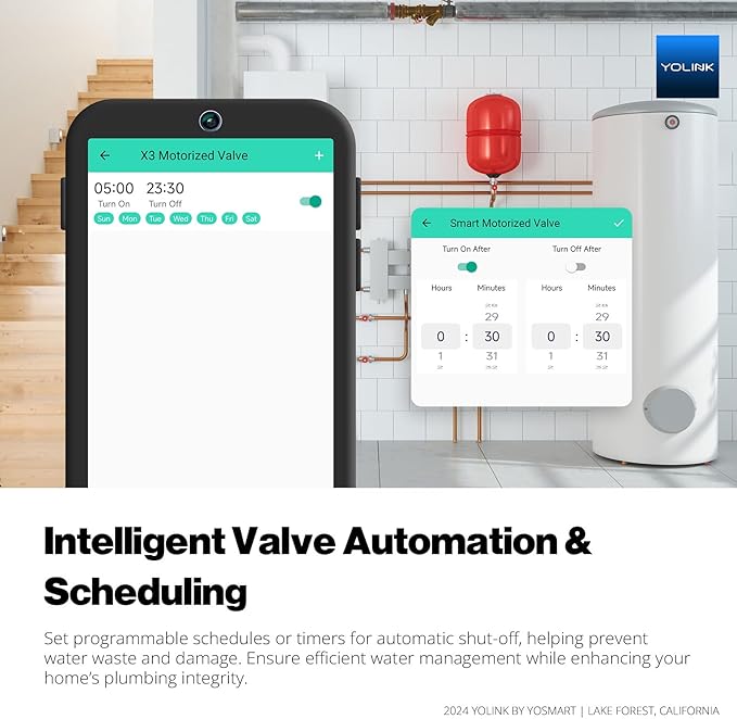 NSF Certified YoLink X3 Smart 1" Motorized Stainless Steel Ball Valve, LoRa Long-Range, 10-Year Battery, D2D Offline with Leak Sensors, Alexa/IFTTT/Home Assistant, Hub Required – YS5012