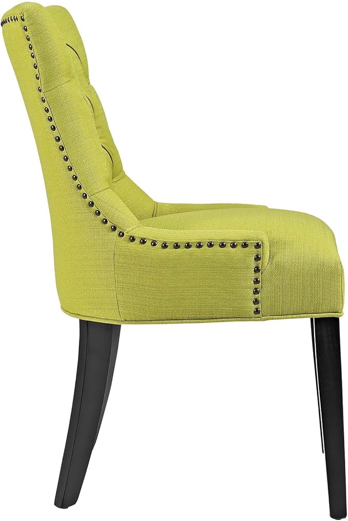 Modway Regent Modern Tufted Upholstered Fabric Two Dining Chairs with Nailhead Trim in Wheatgrass
