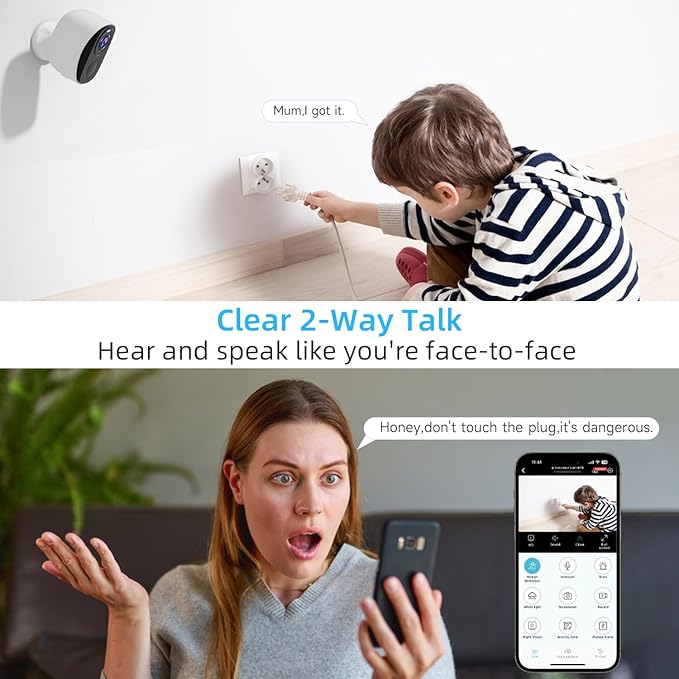 5G/2.4GHz WiFi Security Cameras Wireless Outdoor,2K Battery Home Security Camera with AI Detection,Siren, Surveillance Indoor Home Camera, Color Night Vision,2-Way Talk,IP65, Cloud/SD, Works Alexa