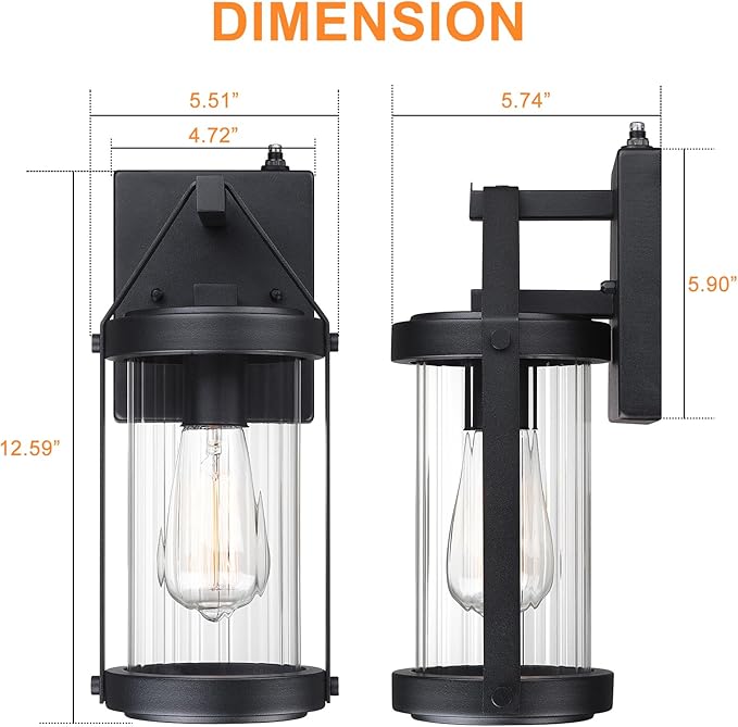 LONEDRUID Dusk to Dawn Sensor Outdoor Wall Sconce Lighting Black Exterior Porch Lantern Waterproof Outside Garage Light Fixtures Wall Mount for House Patio Entryway