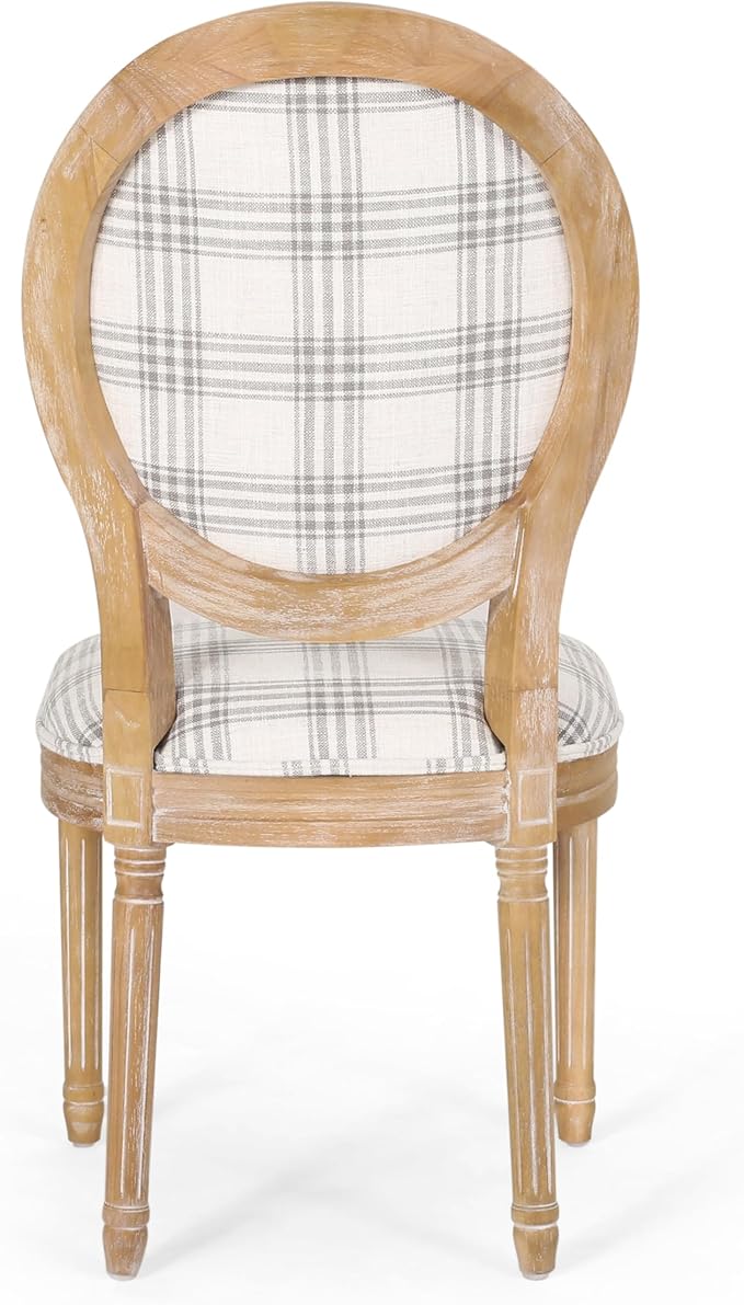 Phinnaeus Dining Chairs - Wood - Gray Plaid/Light Beige (Set of 2)